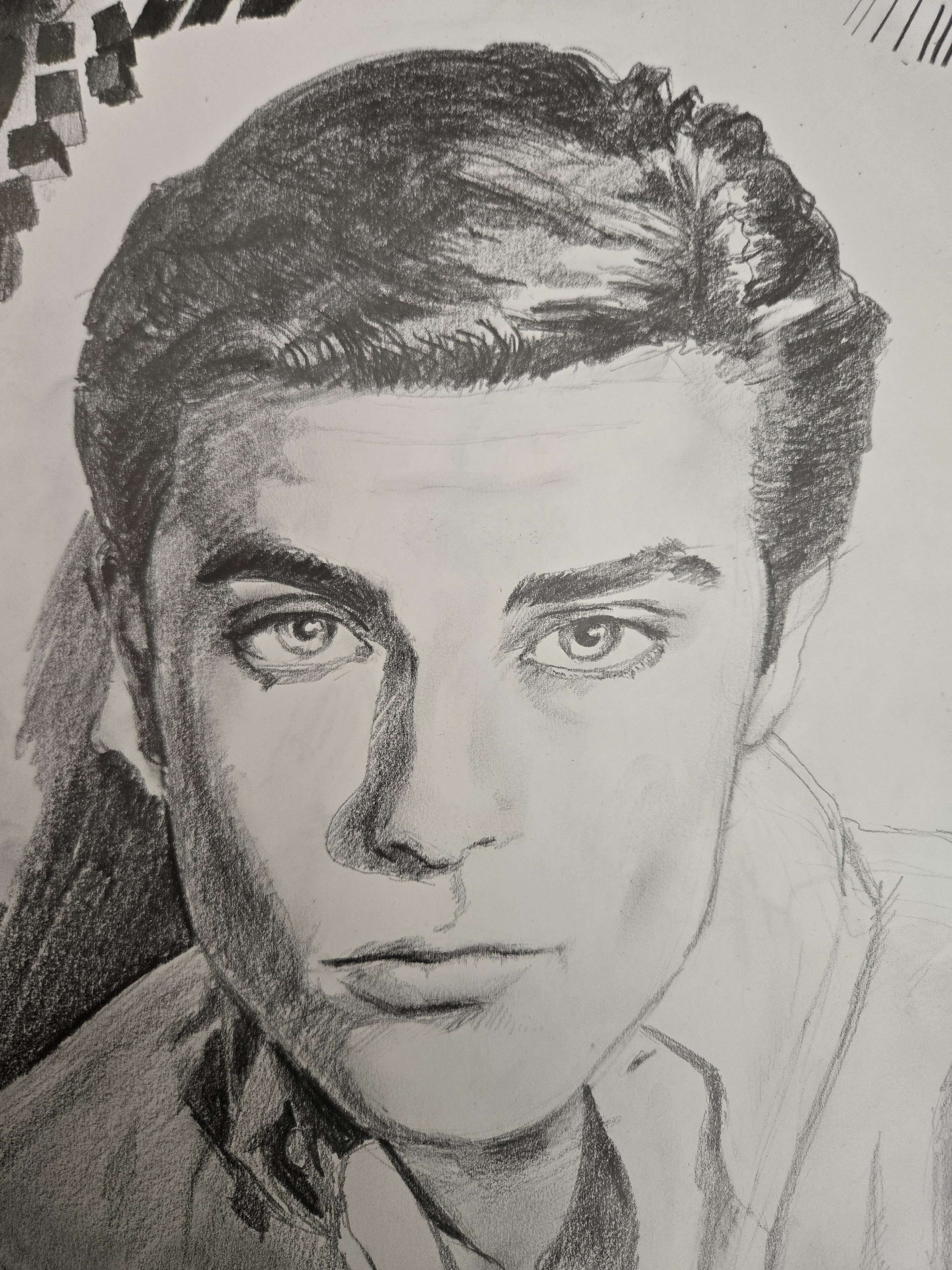 Hand-drawn charcoal portrait, study 1