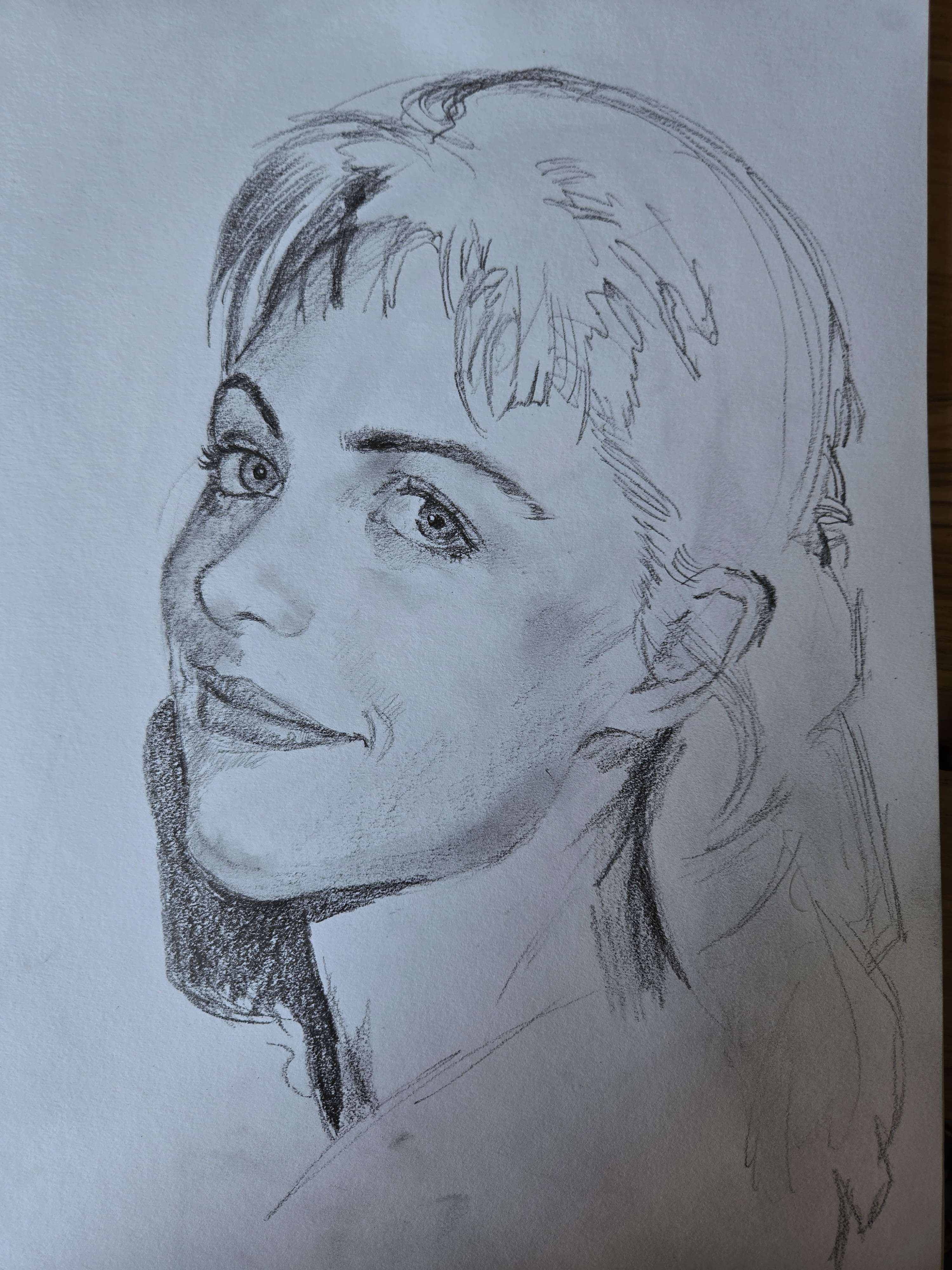 Hand-drawn charcoal portrait, study 10