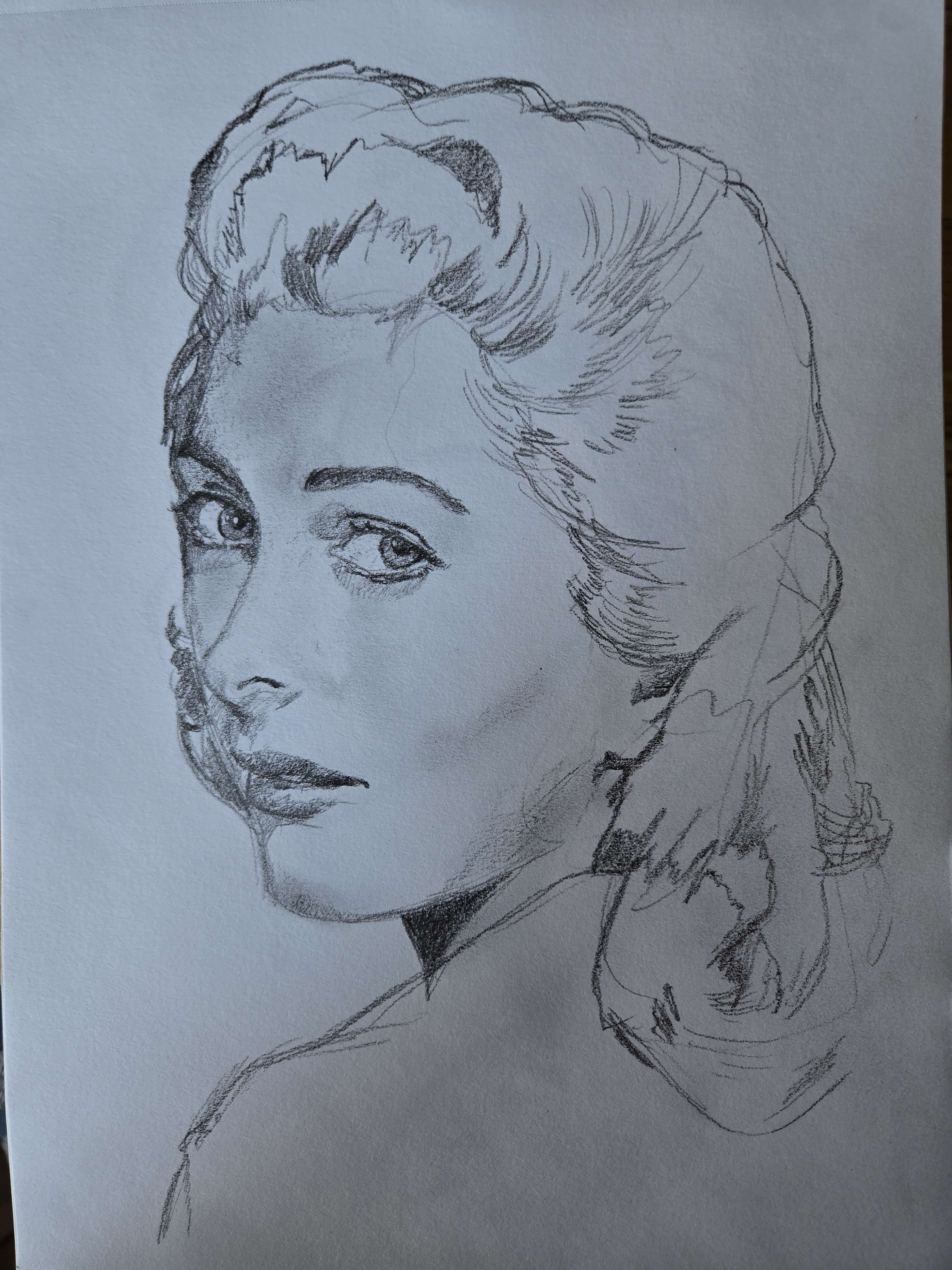 Hand-drawn charcoal portrait, study 11