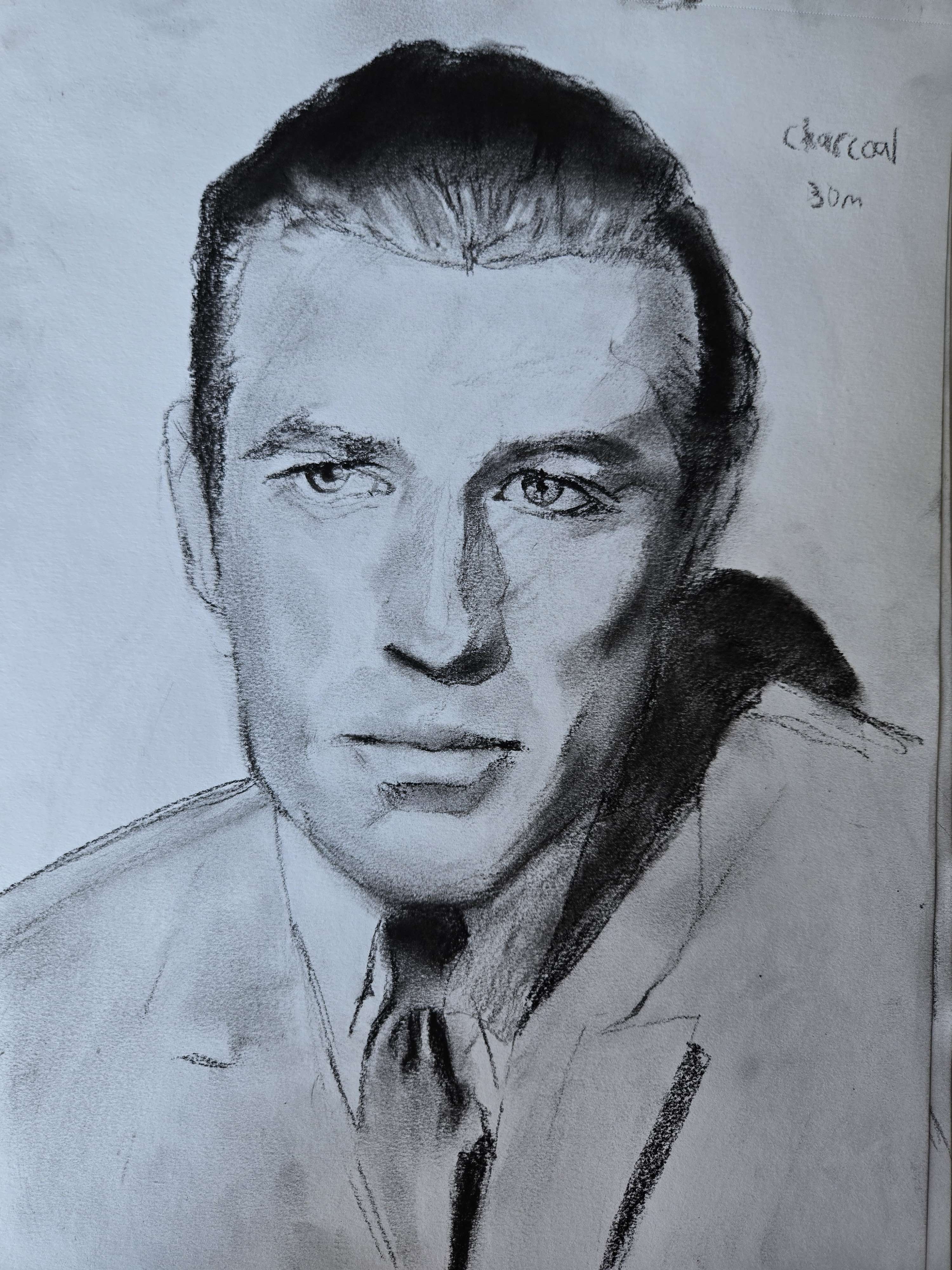 Hand-drawn charcoal portrait, study 13