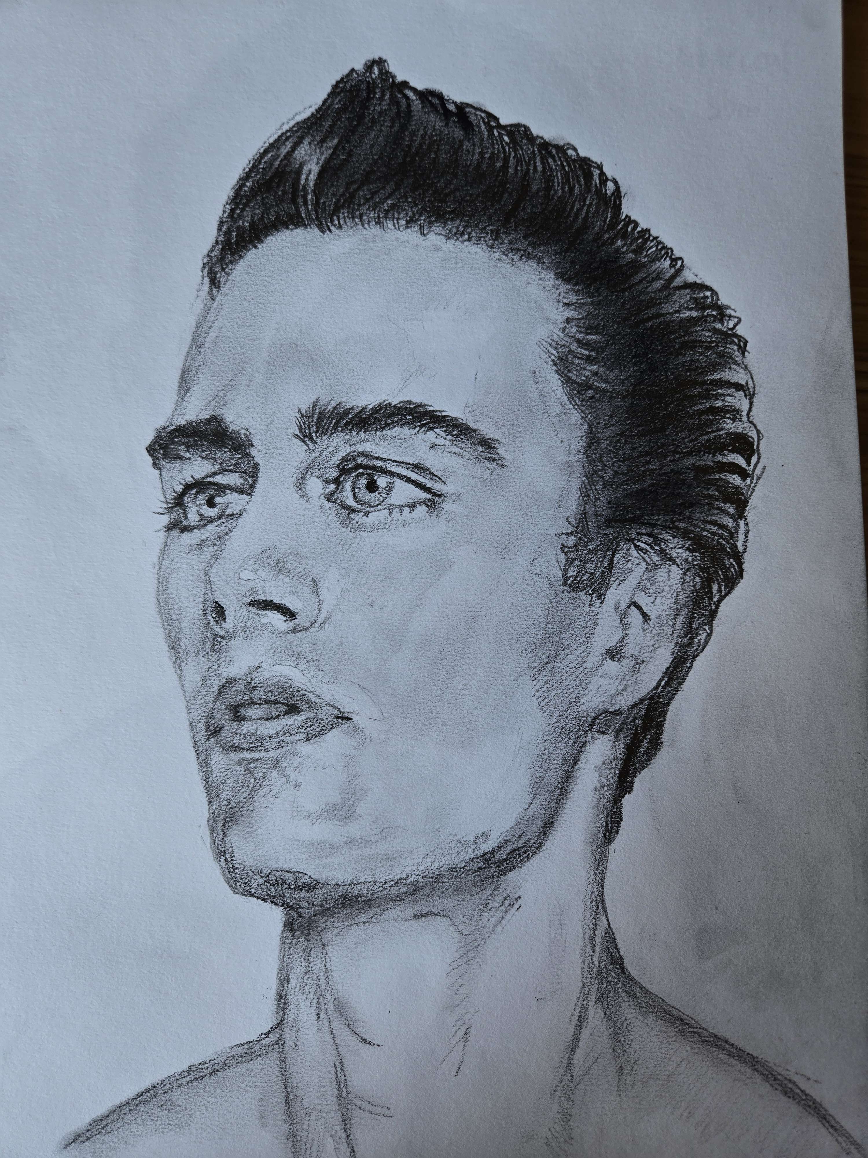 Hand-drawn charcoal portrait, study 14