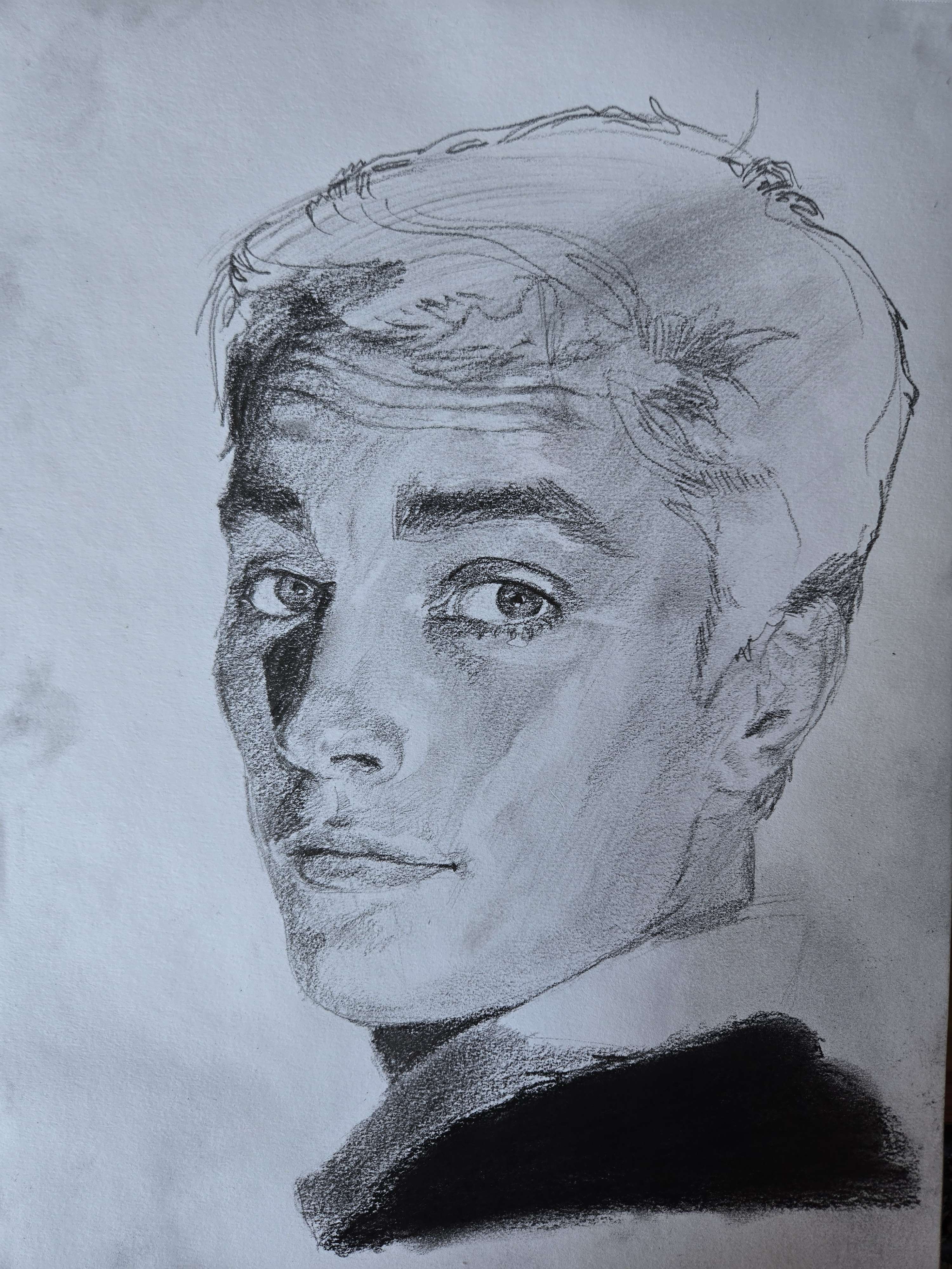 Hand-drawn charcoal portrait, study 15