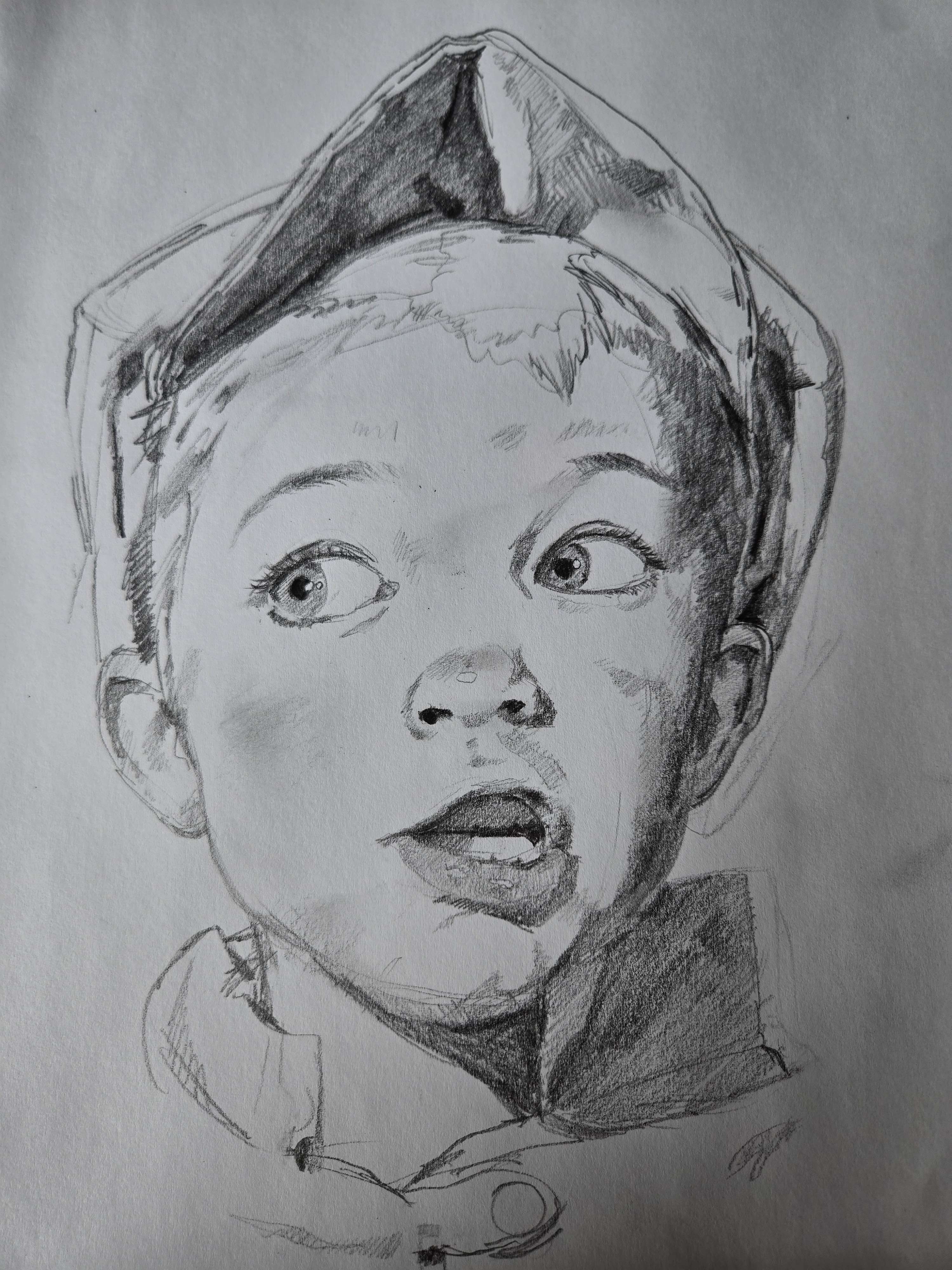Hand-drawn charcoal portrait, study 3