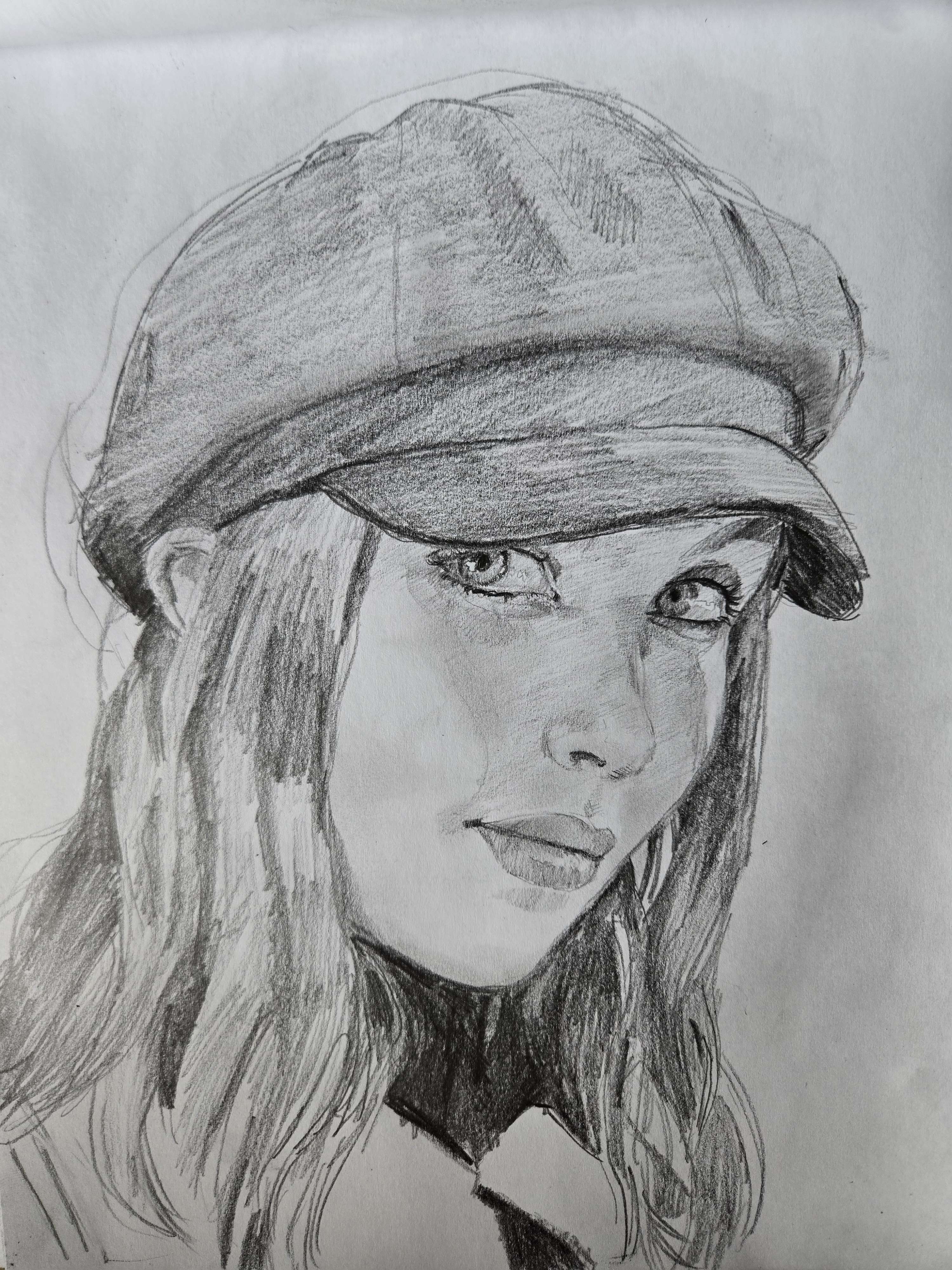 Hand-drawn charcoal portrait, study 4