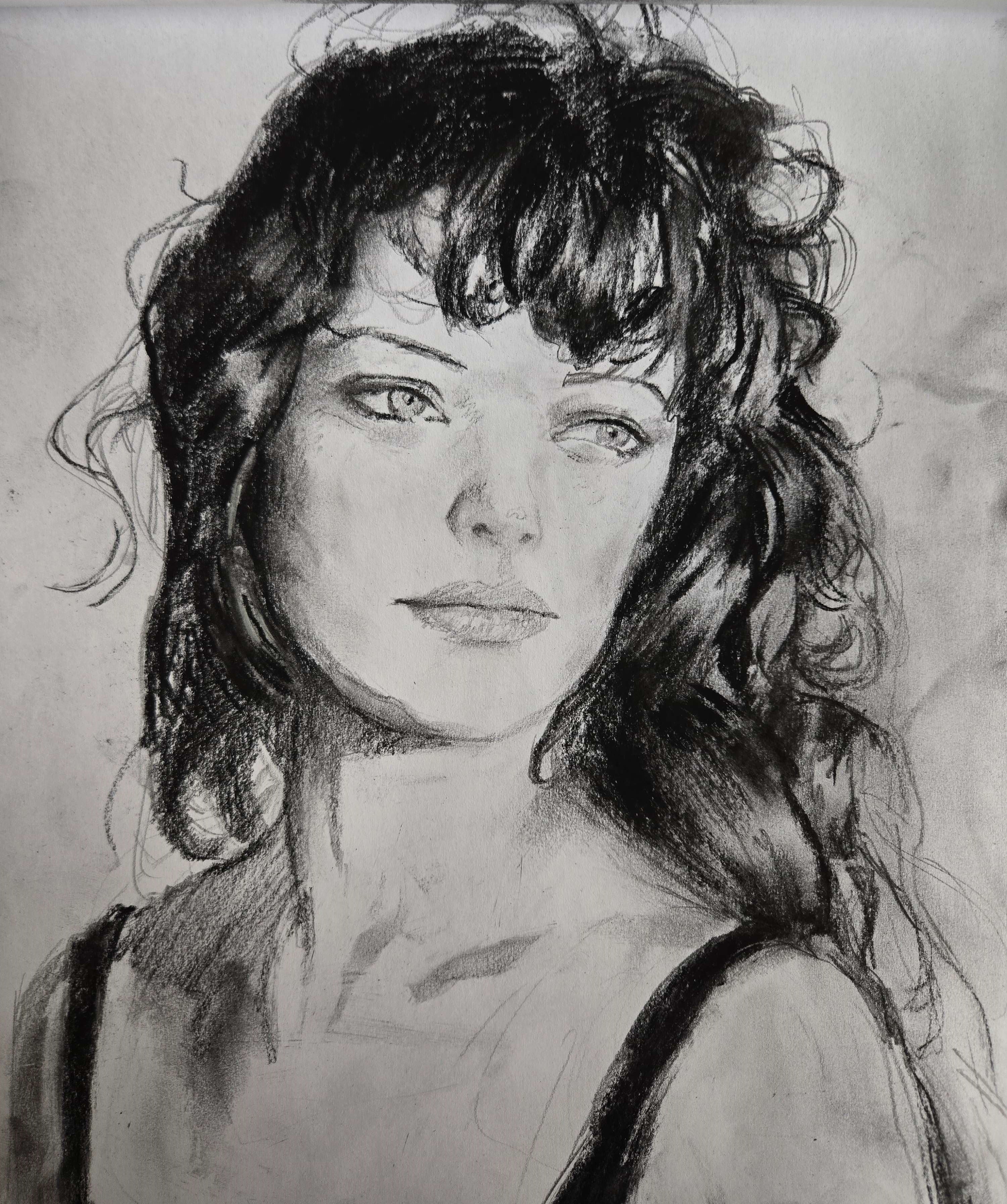 Hand-drawn charcoal portrait, study 5