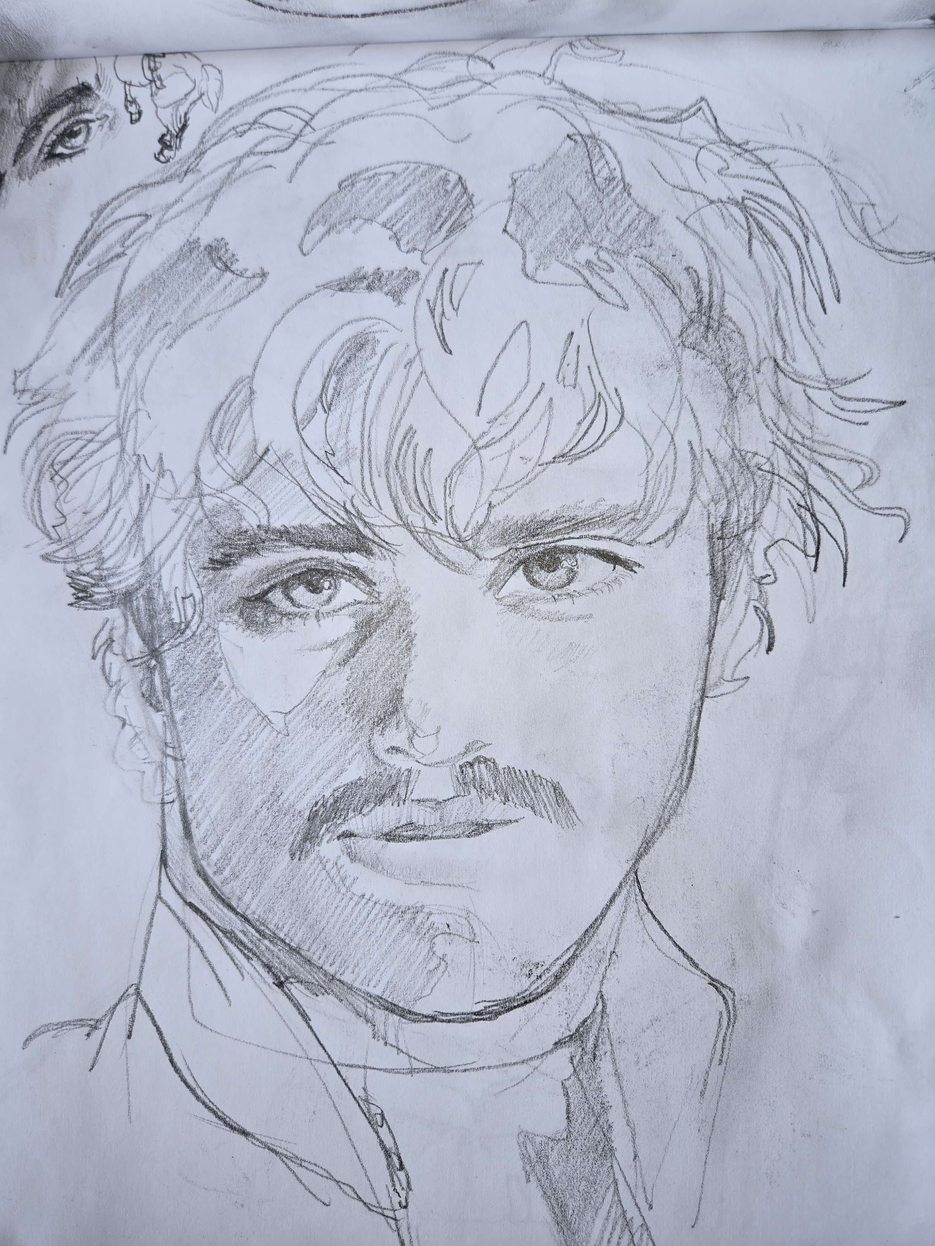 Hand-drawn charcoal portrait, study 6