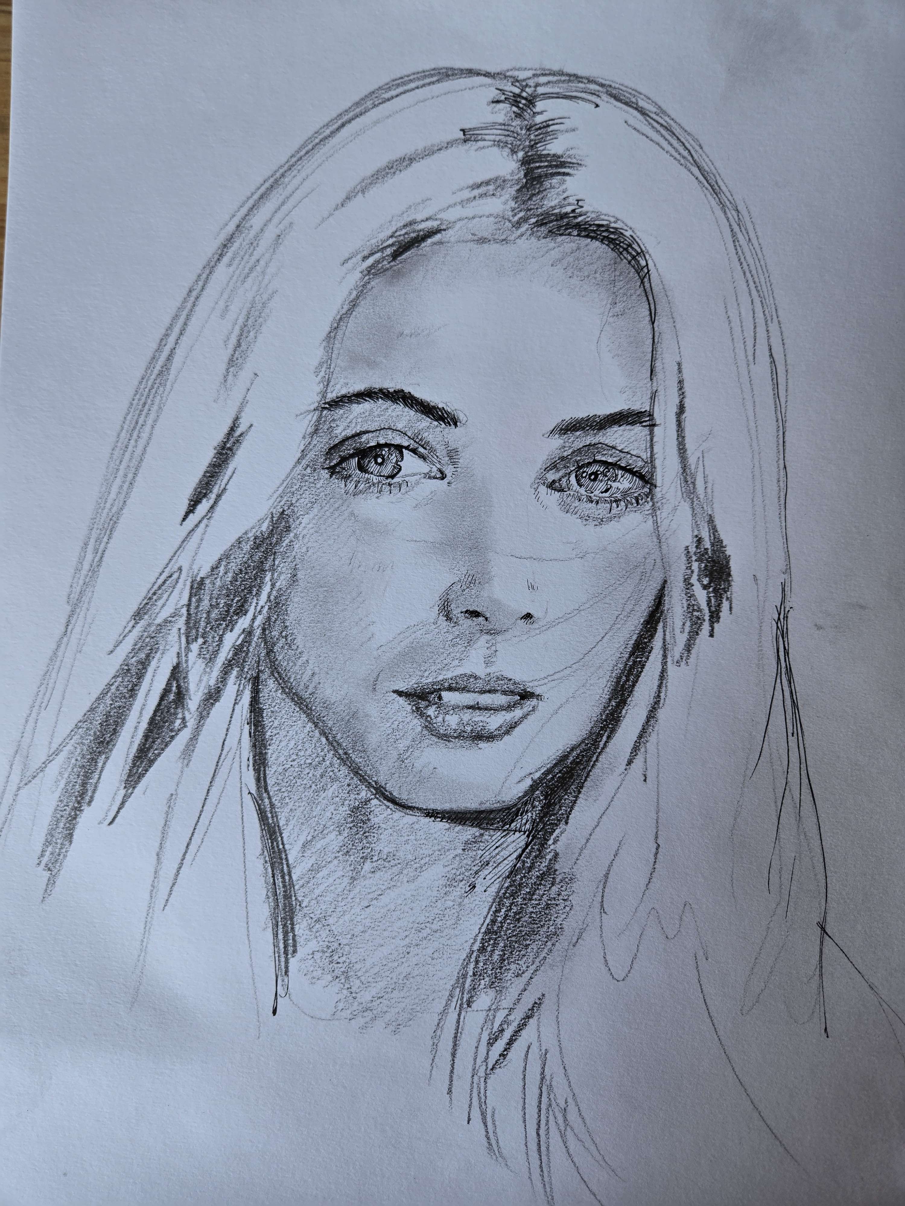 Hand-drawn charcoal portrait, study 7