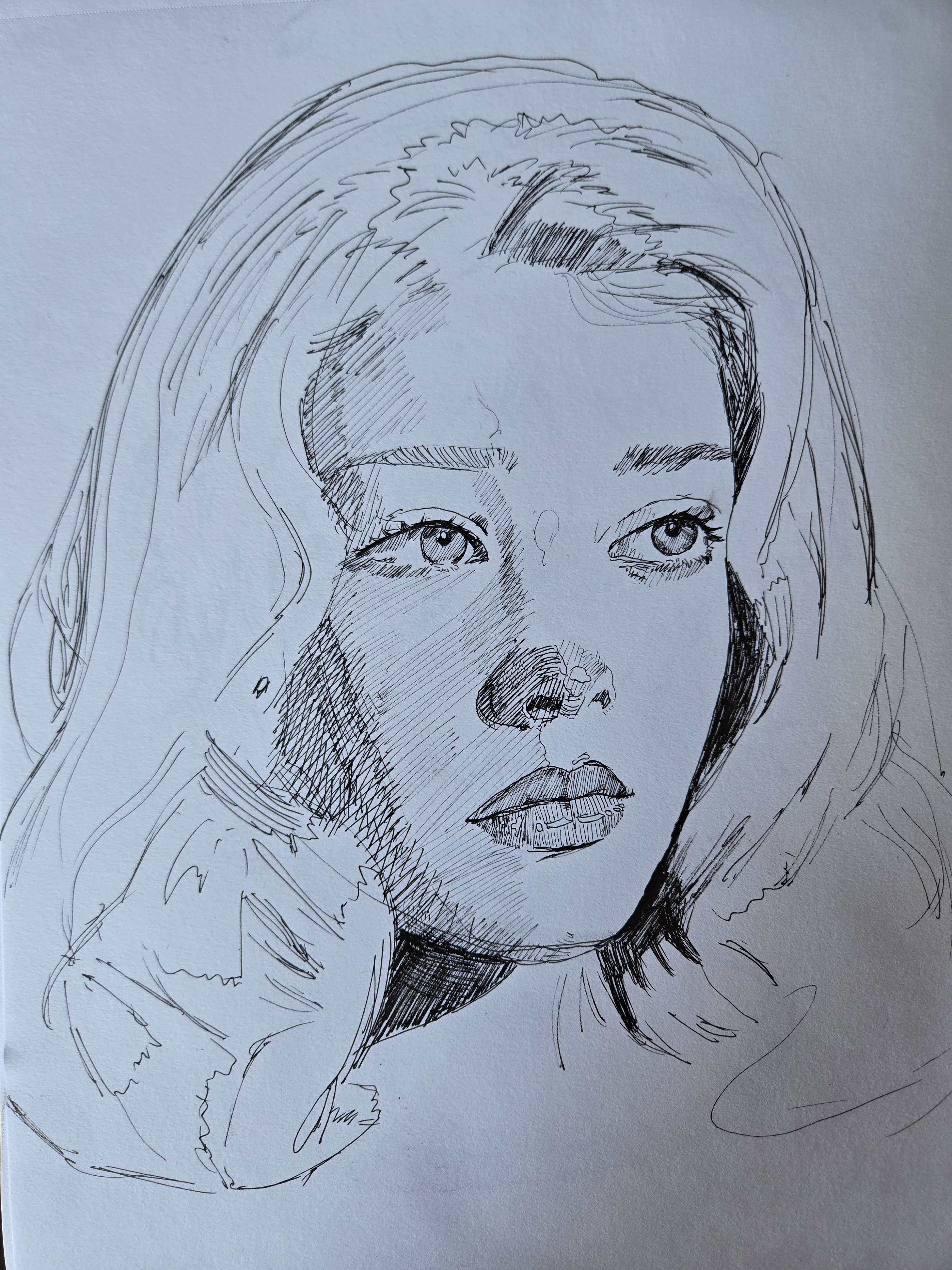 Hand-drawn charcoal portrait, study 8