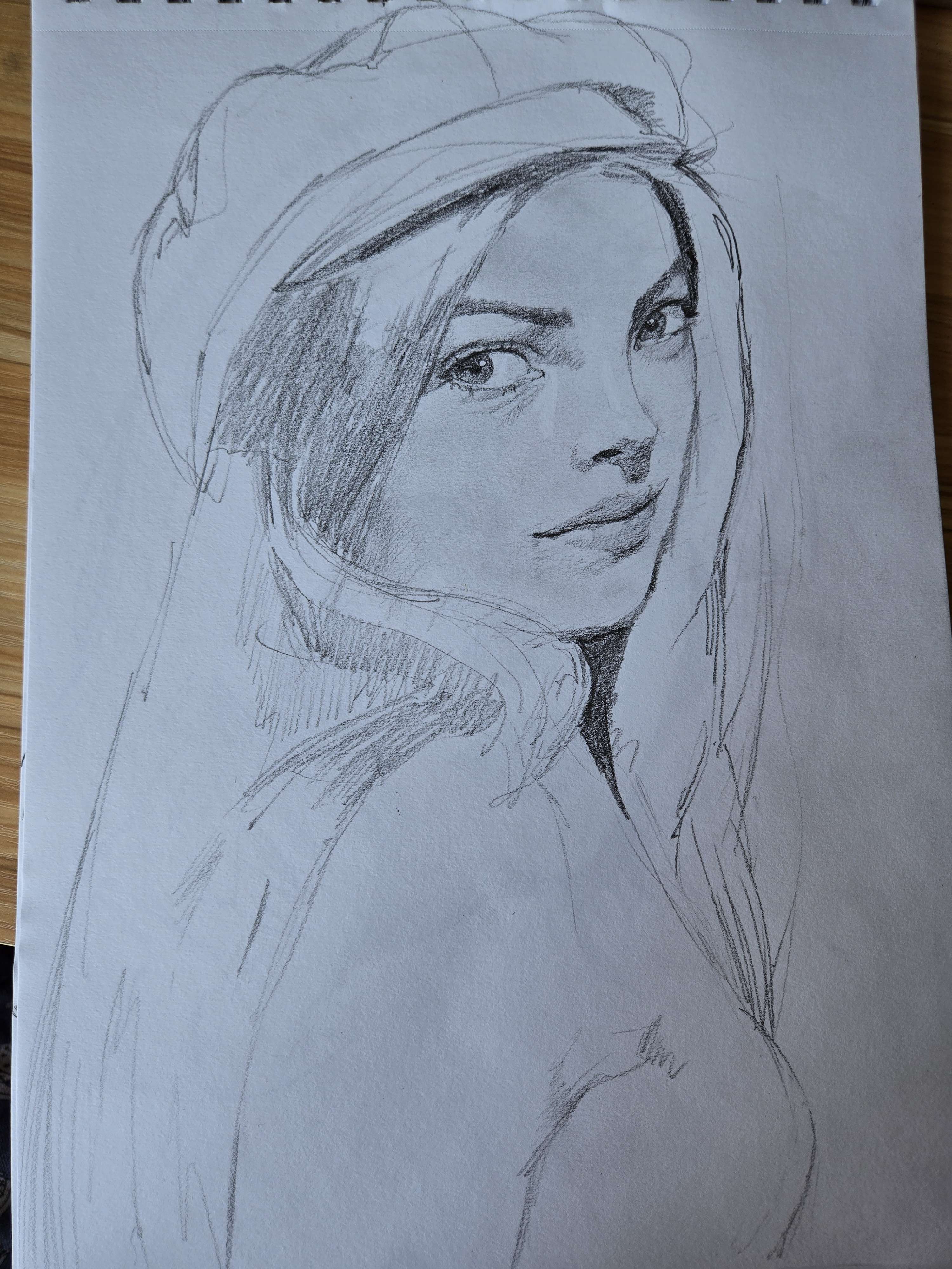 Hand-drawn charcoal portrait, study 9